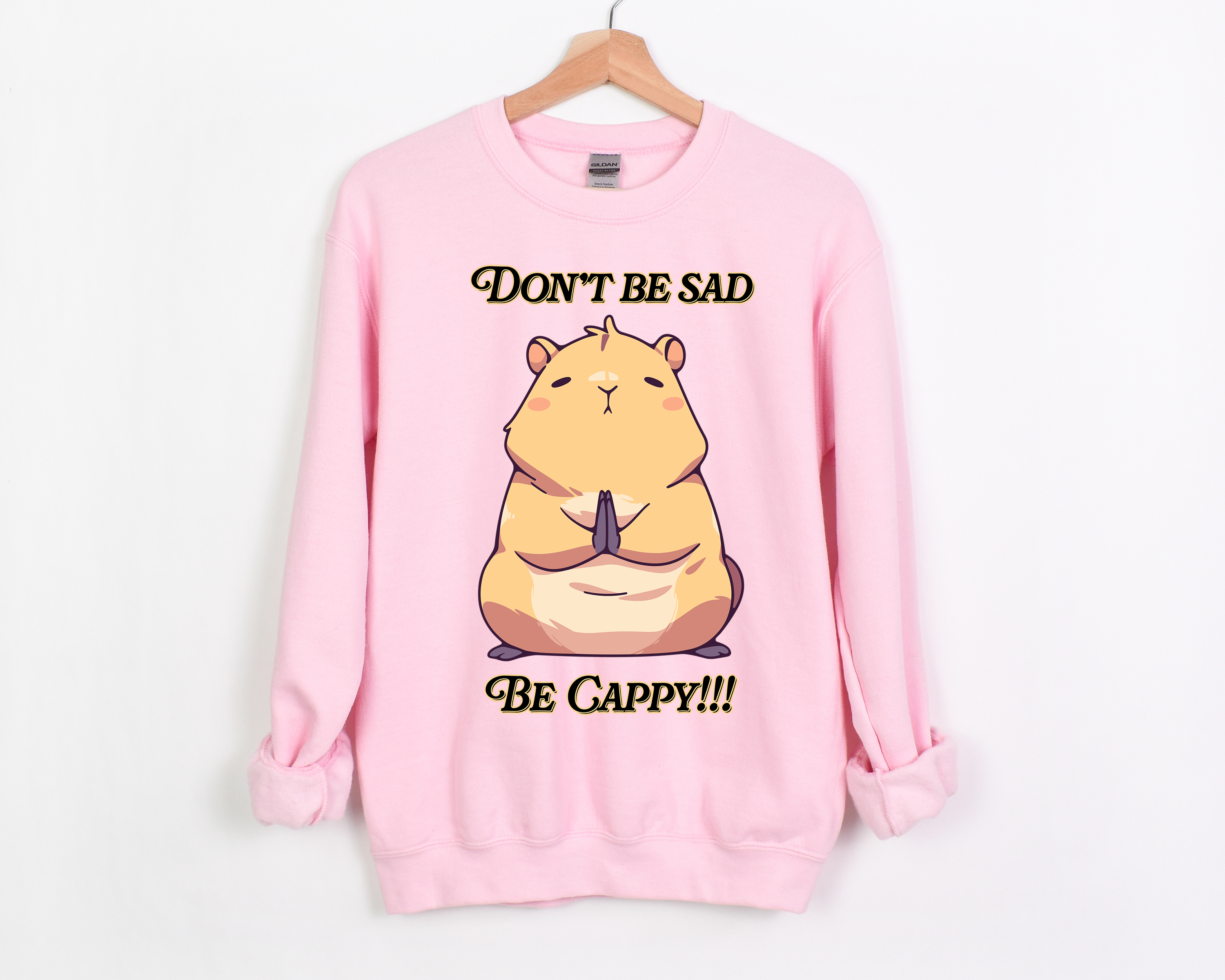 🐹 Don't Be Sad, Be Cappy!!! Capybara Meditation🧘 Crewneck Sweatshirt