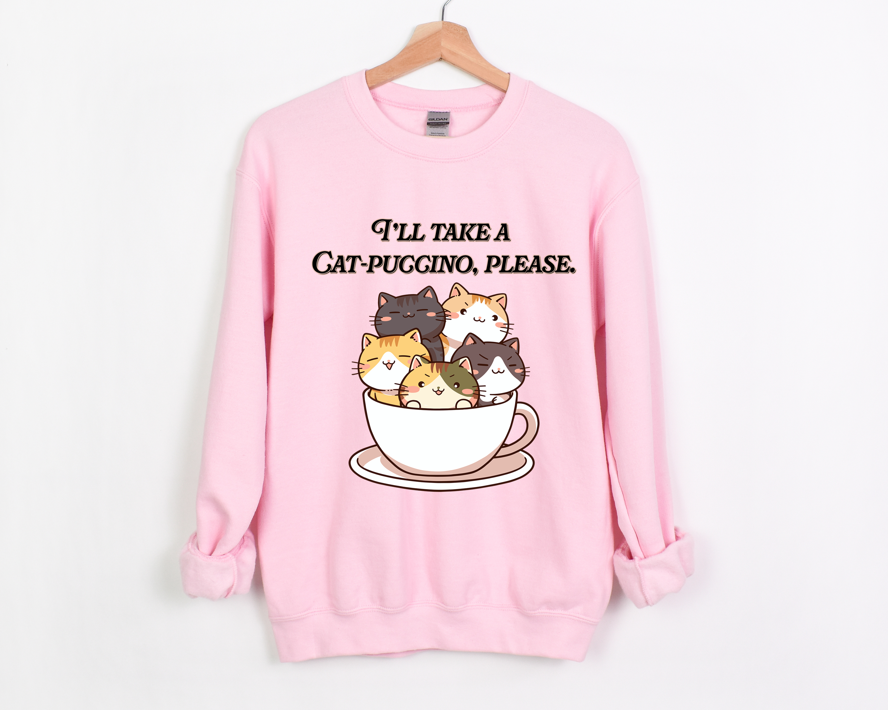 ☕ I'll Take a Cat-puccino, Please! Kitten Coffee 😻 Crewneck Sweatshirt