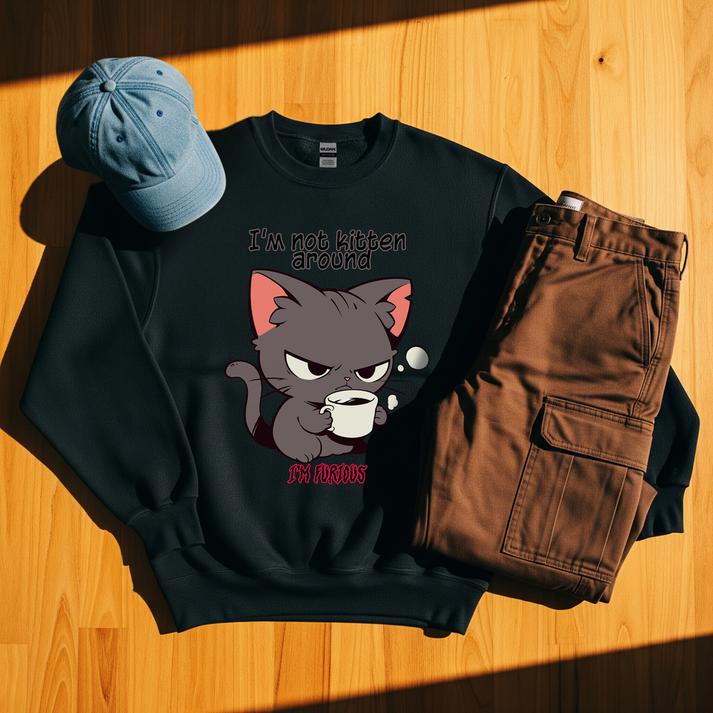 ☕ I'm Not Kitten Around - I'm Furious! Grumpy Cat 😠 Crewneck Sweatshirt
