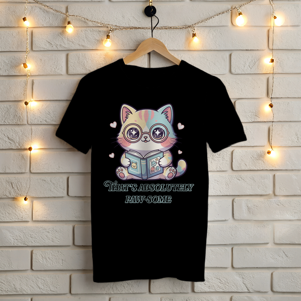 📚 That's Absolutely Paw-Some! Cute Bookworm Cat T-Shirt 💖