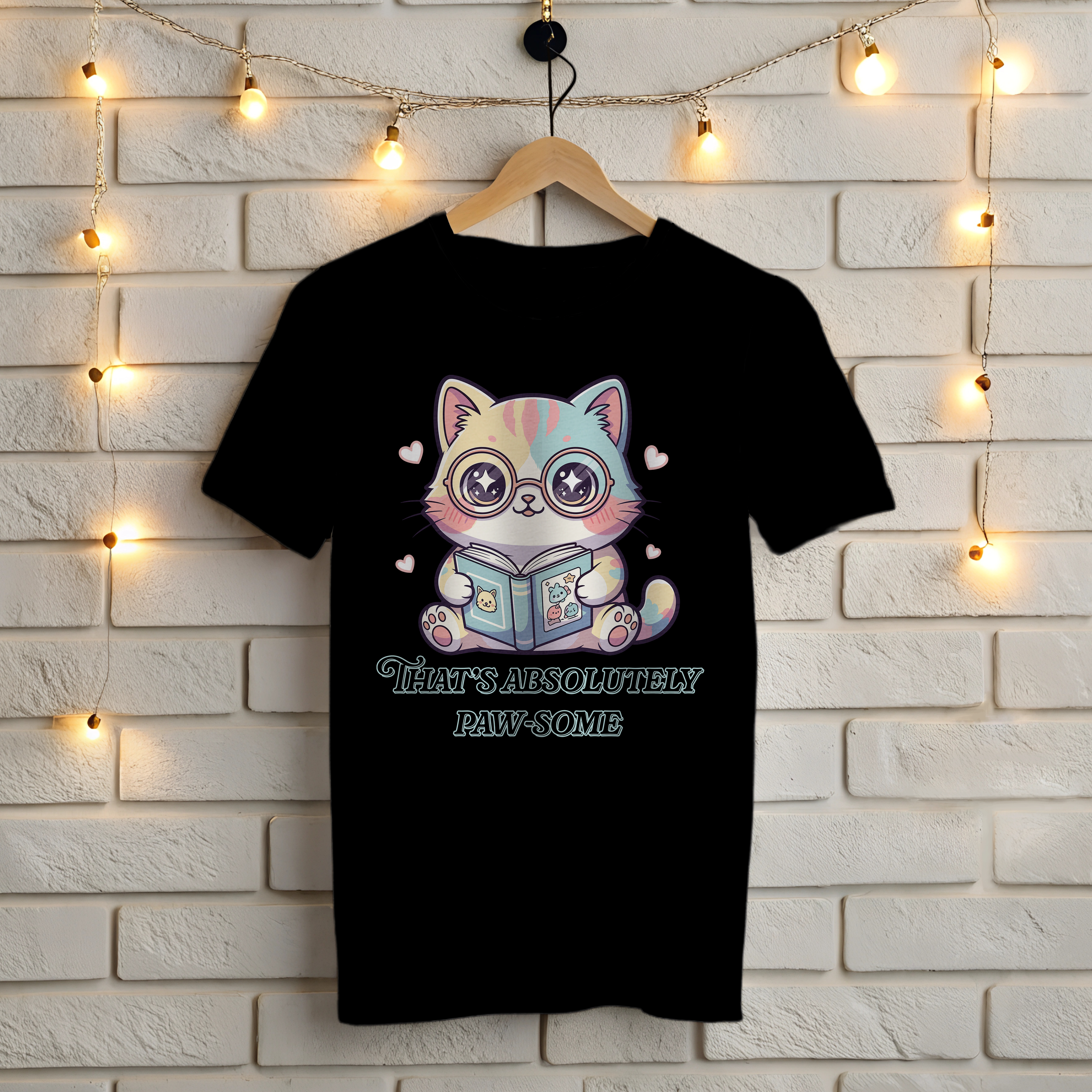 📚 That's Absolutely Paw-Some! Cute Bookworm Cat T-Shirt 💖