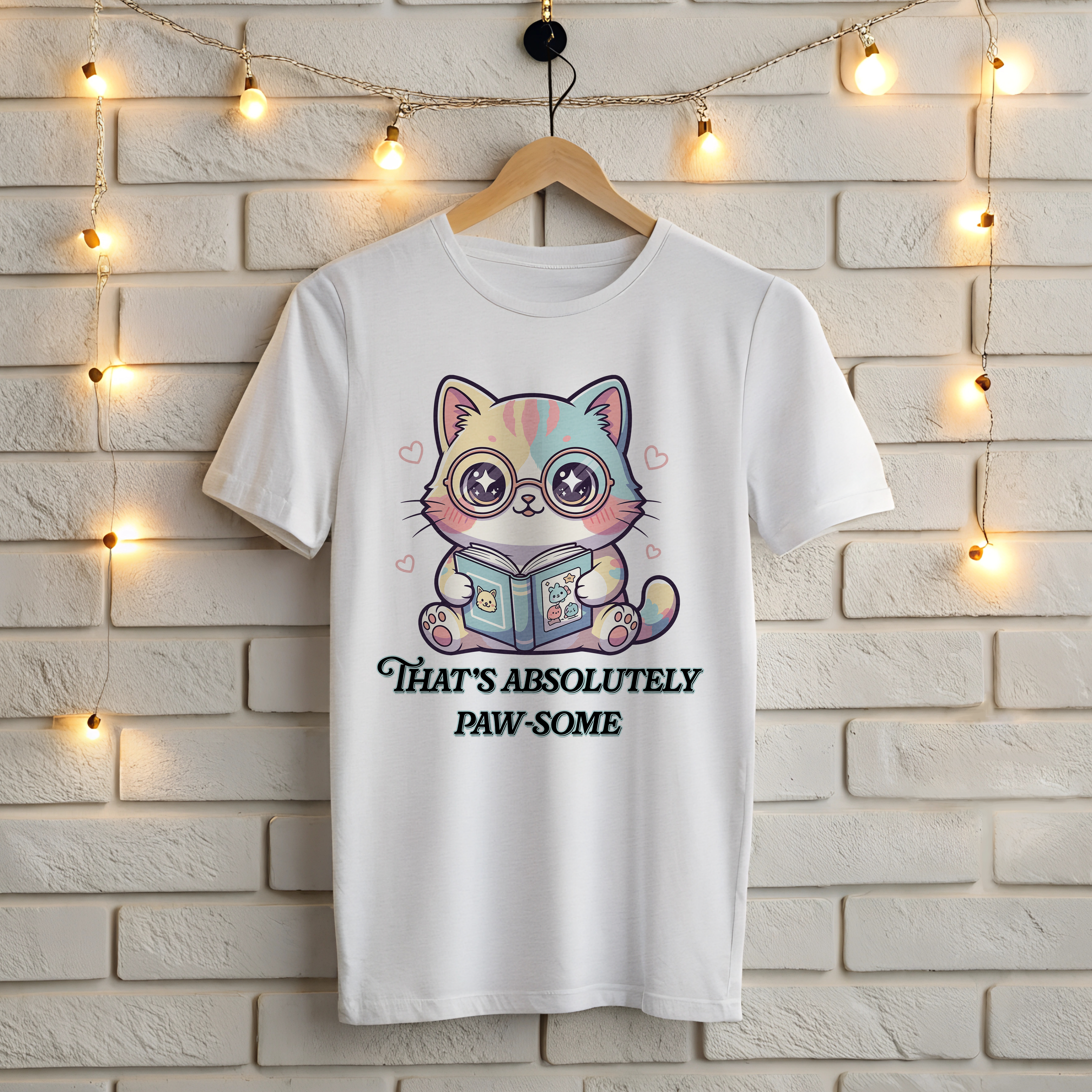 📚 That's Absolutely Paw-Some! Cute Bookworm Cat T-Shirt 💖