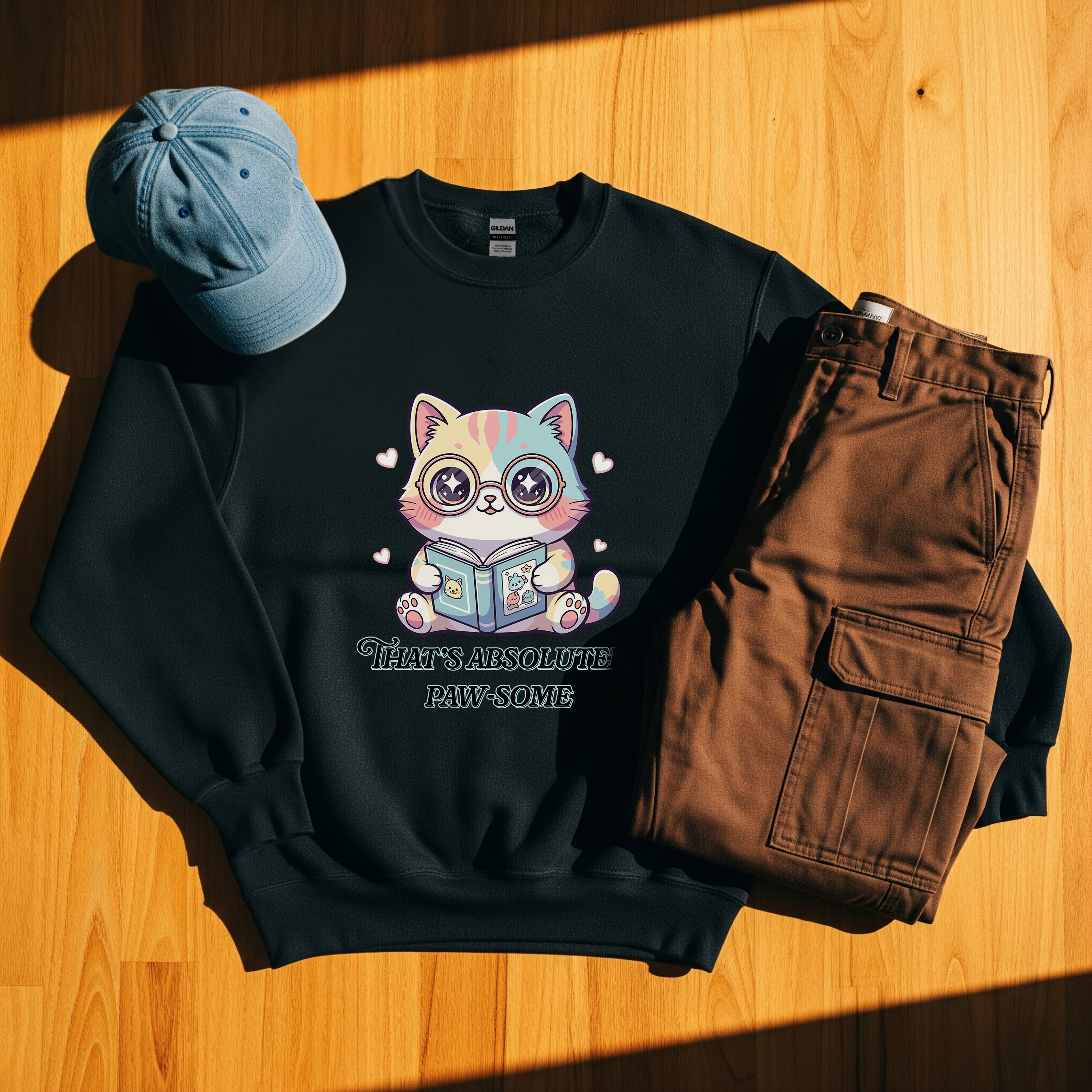 📚 That's Absolutely Paw-Some! Cute Bookworm💖 Crewneck Sweatshirt