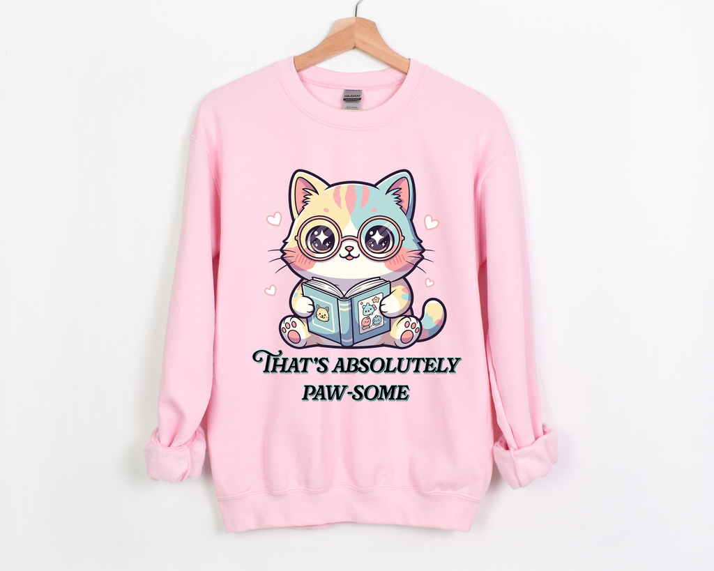 📚 That's Absolutely Paw-Some! Cute Bookworm💖 Crewneck Sweatshirt