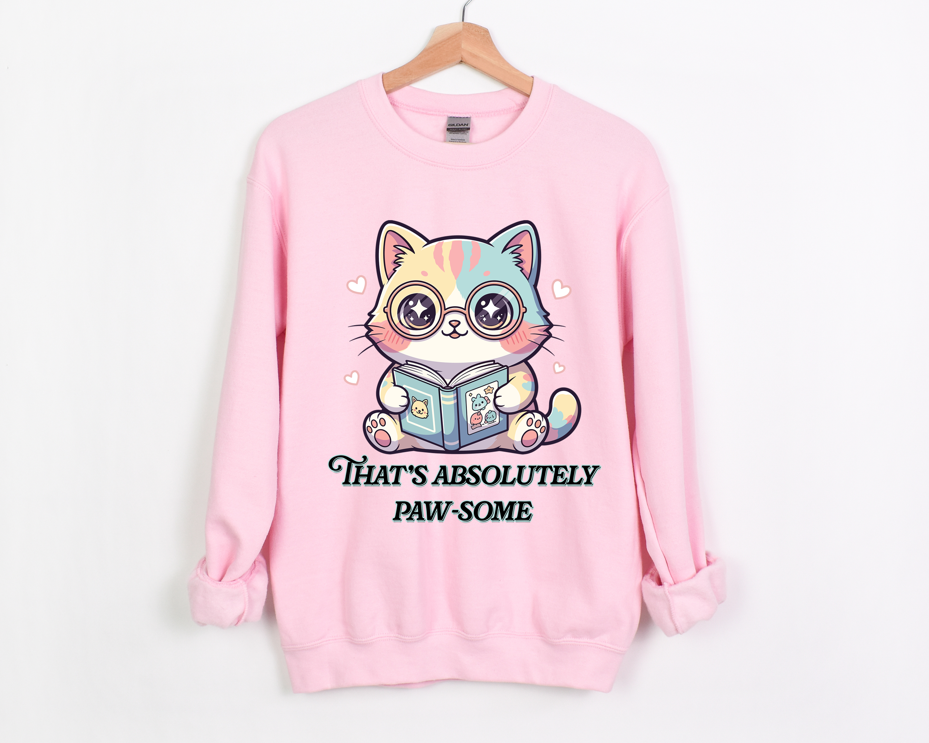 📚 That's Absolutely Paw-Some! Cute Bookworm💖 Crewneck Sweatshirt