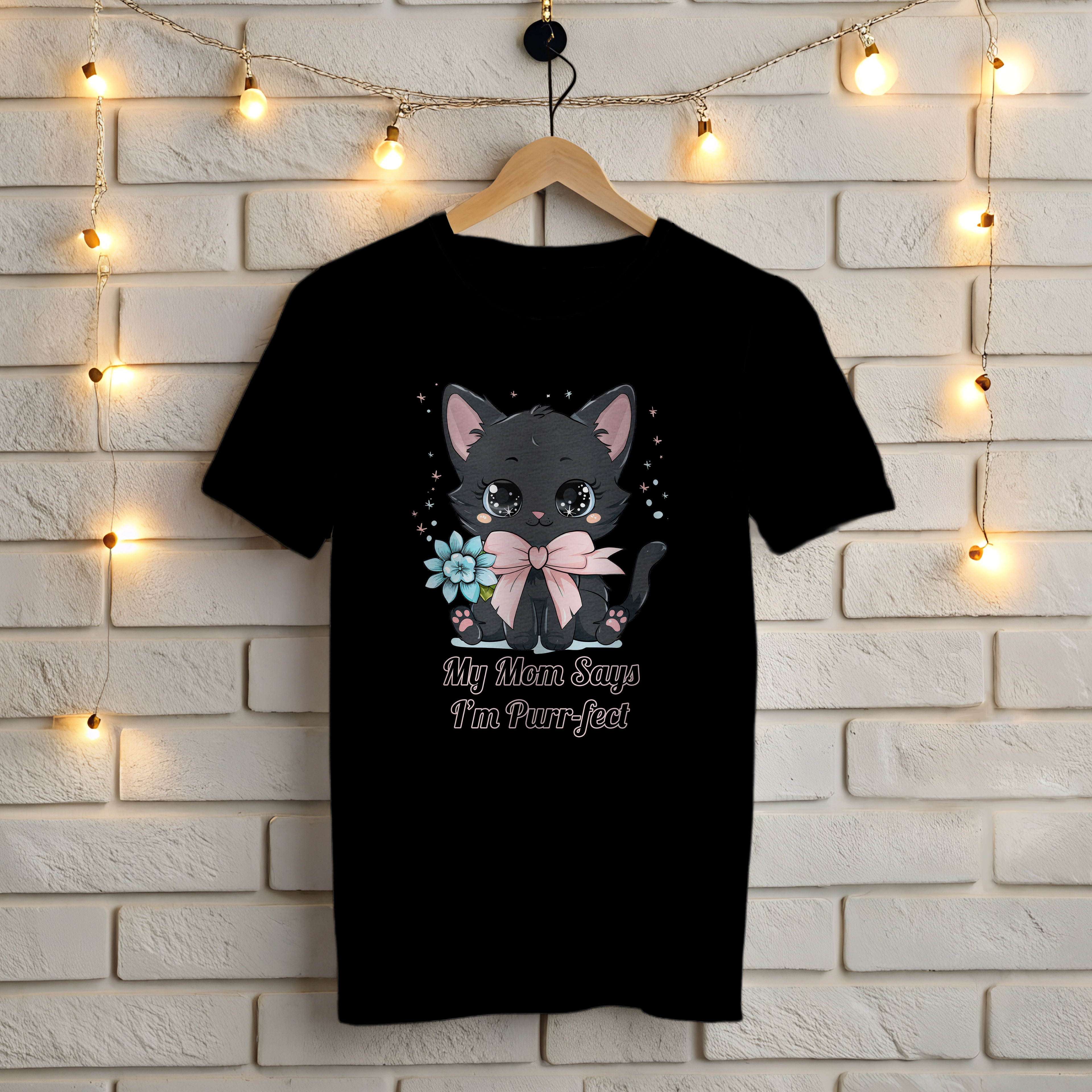 😻My Mom Says I'm Purr-fect T-Shirt - Cute Black Cat 😼 Style 2