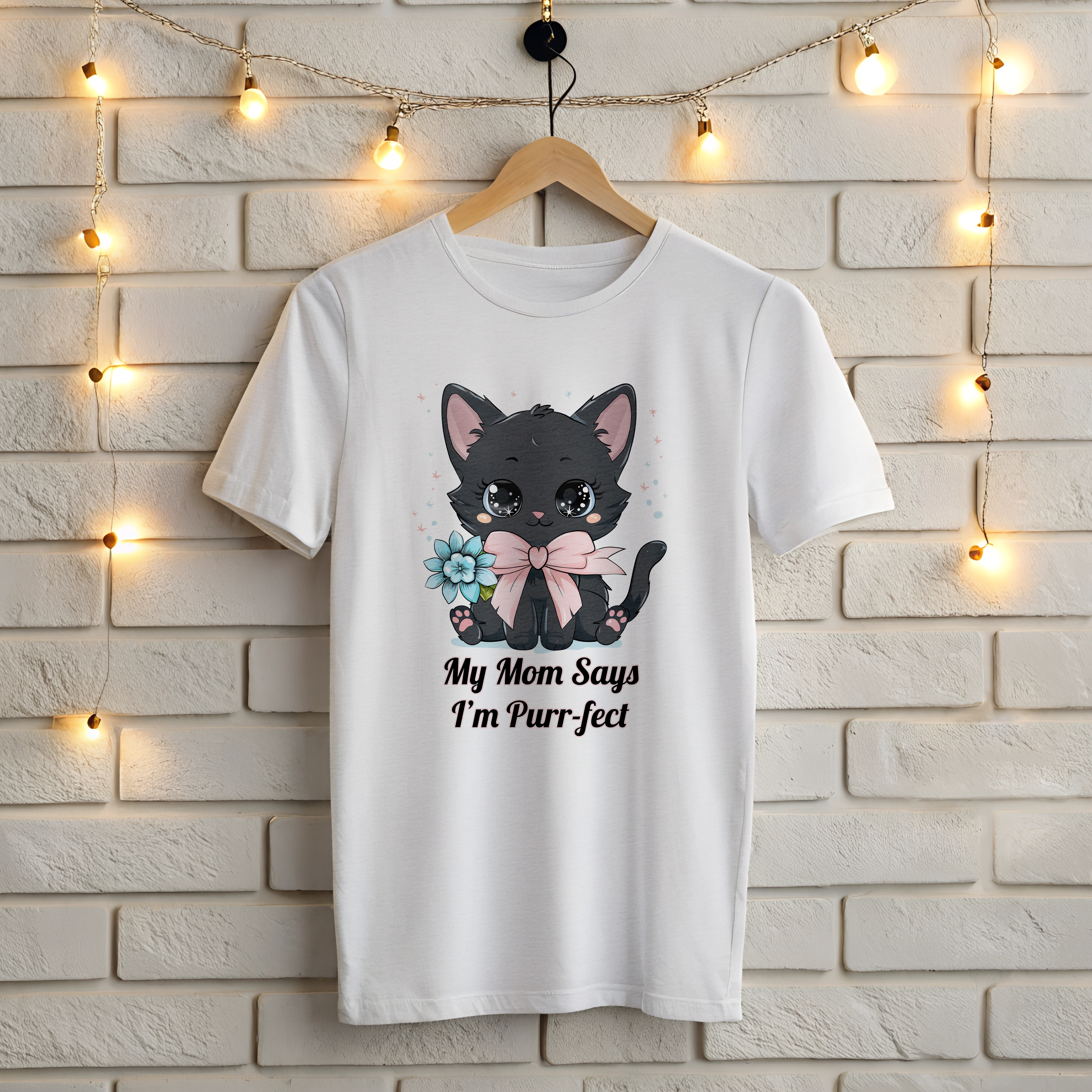 😻My Mom Says I'm Purr-fect T-Shirt - Cute Black Cat 😼 Style 2
