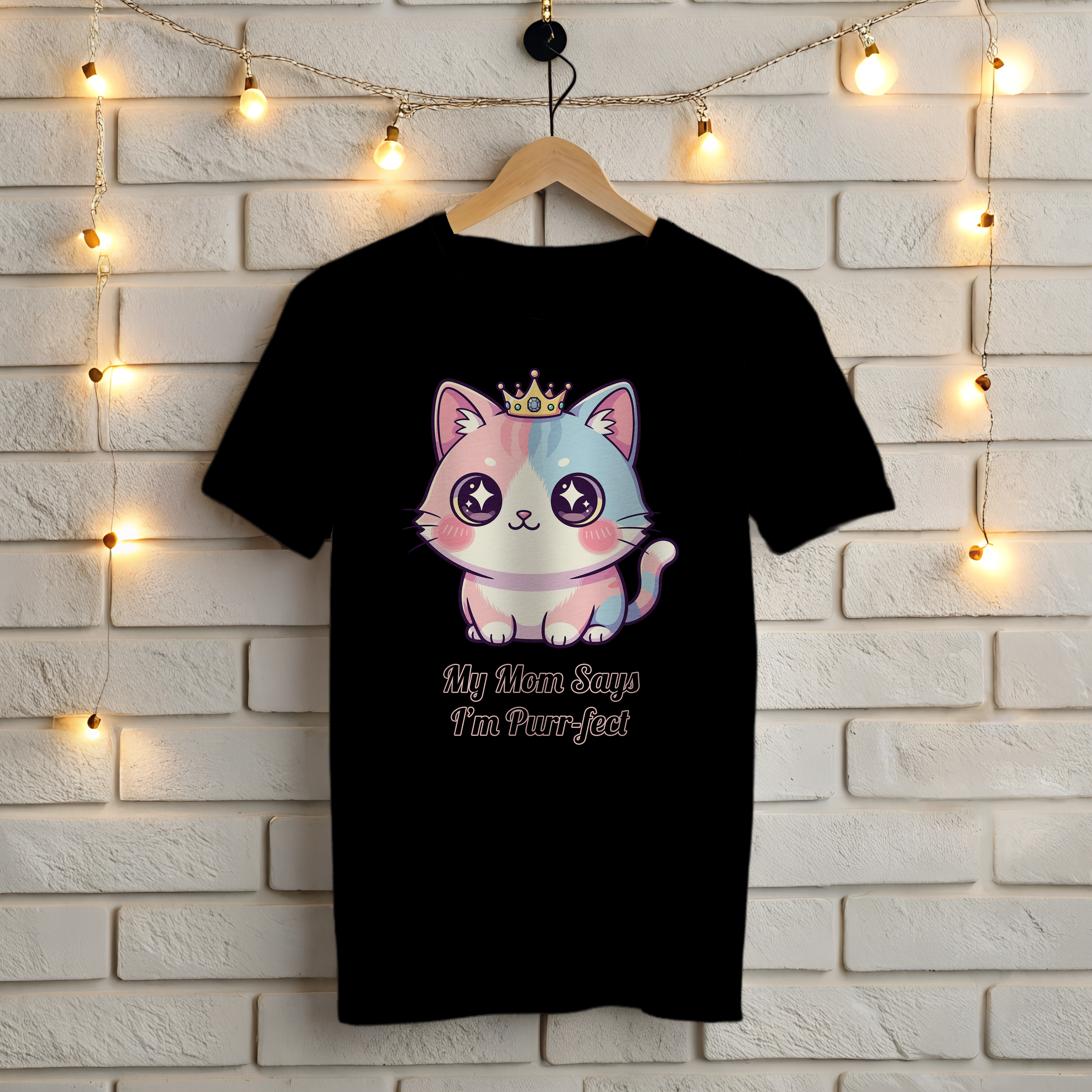 😻My Mom Says I'm Purr-fect T-Shirt - Cute Black Cat 😼 Style 3