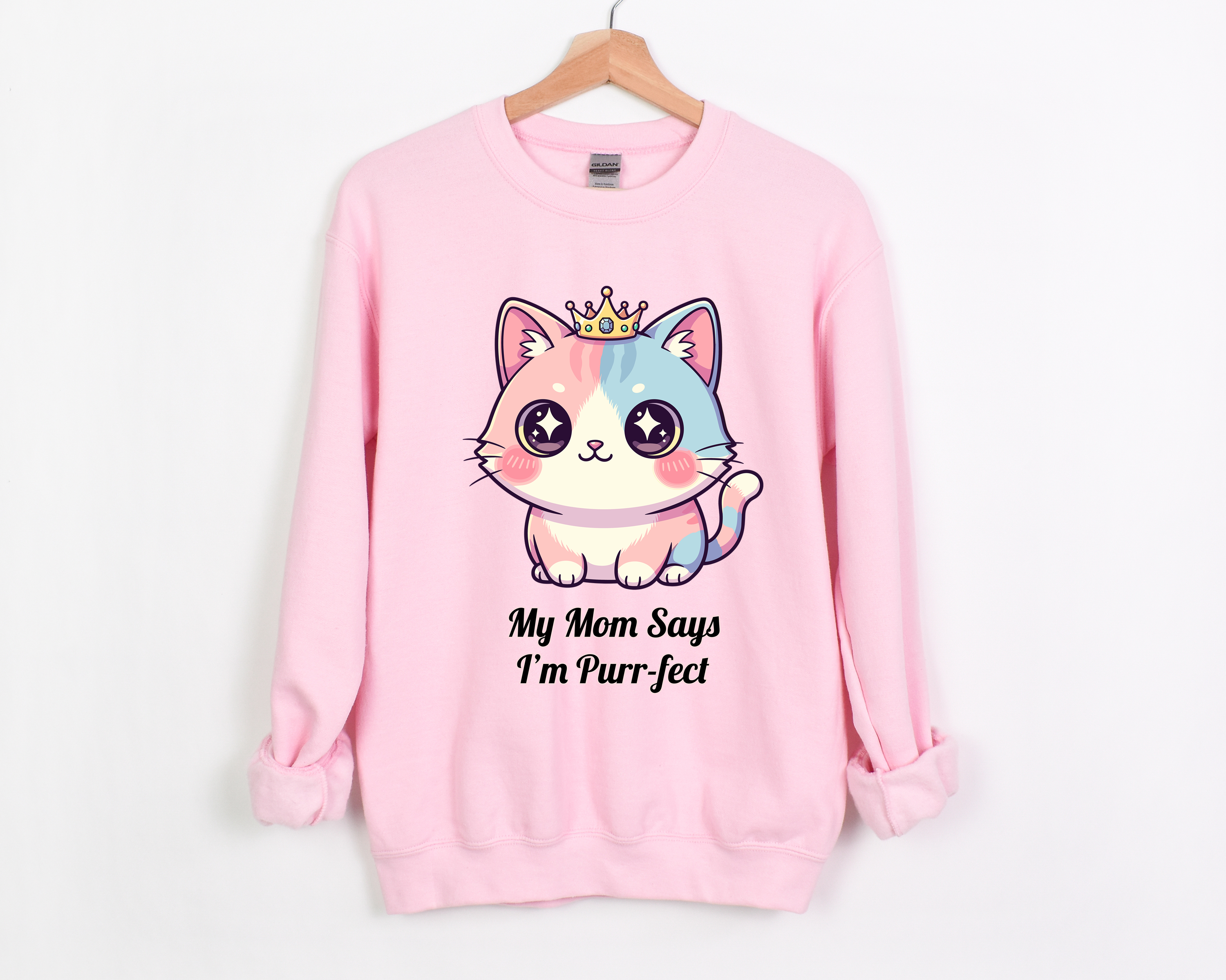 😻My Mom Says I'm Purr-fect Cute Black Cat 😼 Style 3 Crewneck Sweatshirt
