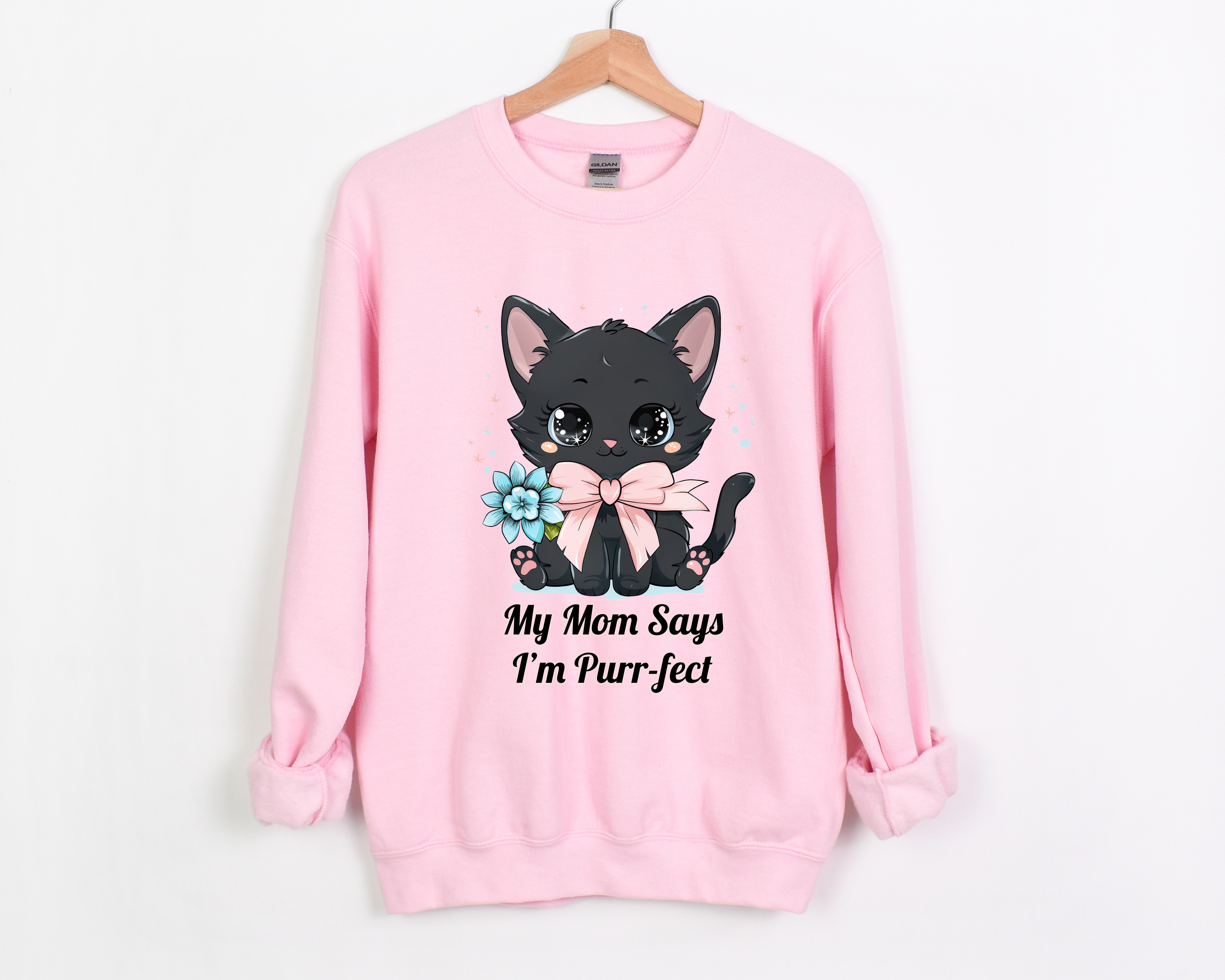 😻My Mom Says I'm Purr-fect Cute Black Cat 😼 Style 2 Crewneck Sweatshirt