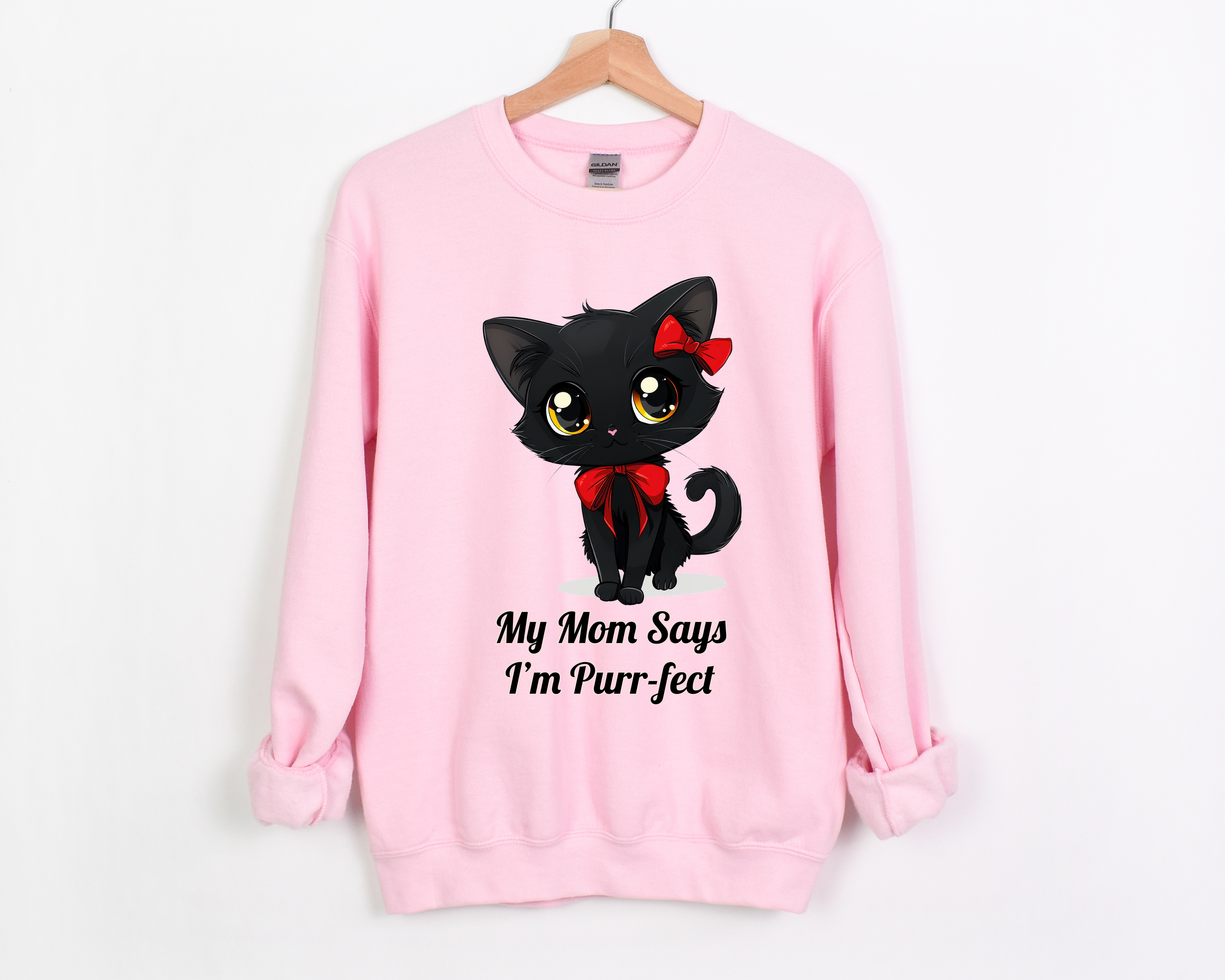 😻My Mom Says I'm Purr-fect Cute Black Cat 😼 Crewneck Sweatshirt