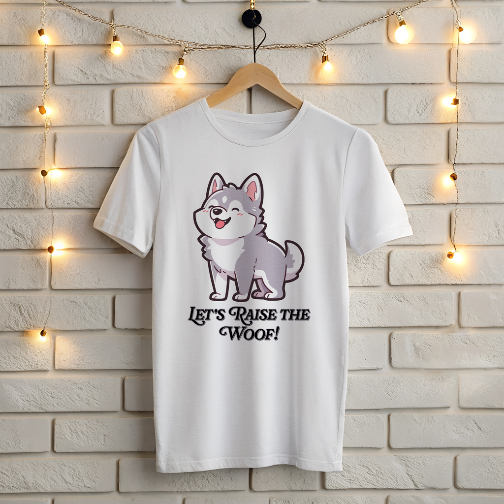 🎉 Let's Raise The Woof! Adorable Husky Party T-Shirt 🥳