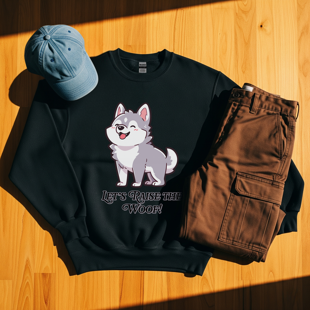 🎉 Let's Raise The Woof! Adorable Husky Party 🥳 Crewneck Sweatshirt