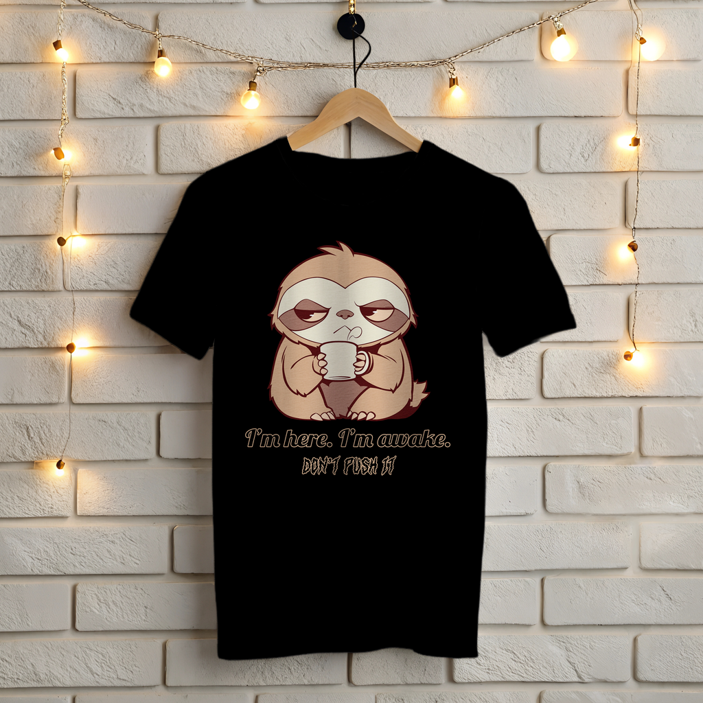 😴 I'm Here. I'm Awake. Don't Push It - Grumpy Sloth T-Shirt ☕
